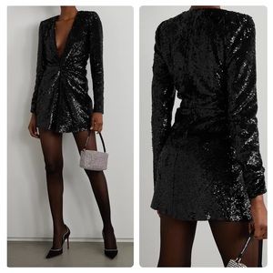NEW GAUGE81 Midar Gathered Sequined Tulle Mini Dress Black Sz Medium Fairy